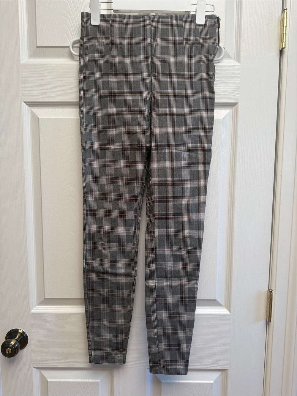 Zara Gray Plaid Slim Trousers